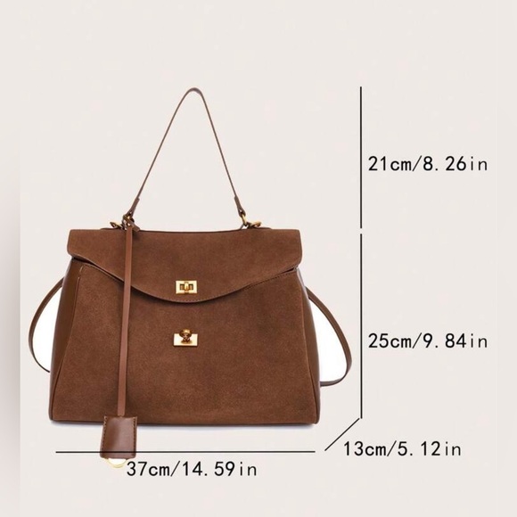 Luxe Chic Brown Tote Bag with Gold Accents ✨✨🔥🔥🔥 New - Picture 3 of 6